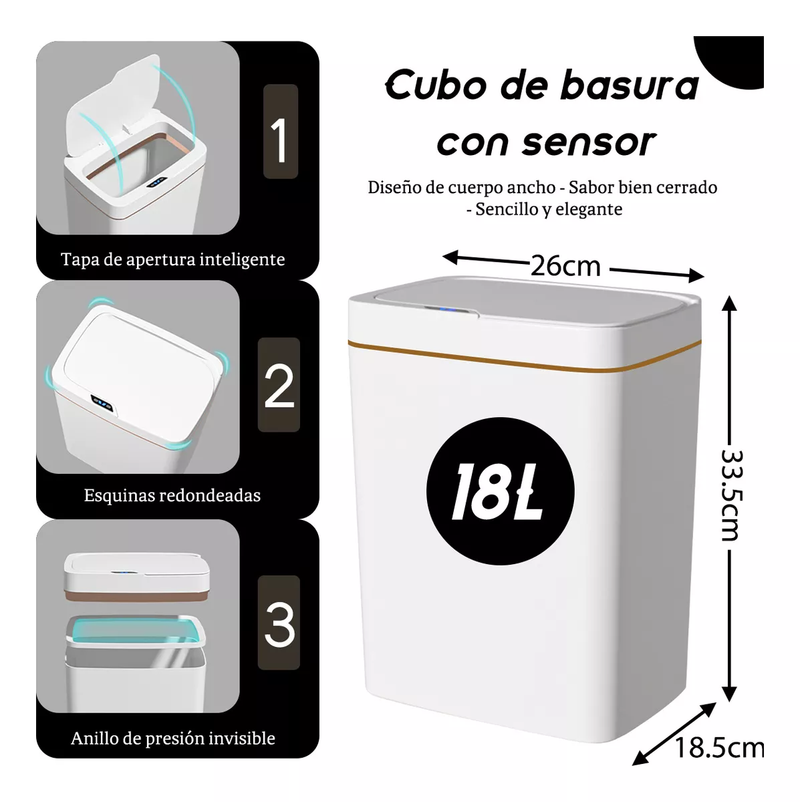 15L and 18L Smart Sensor Trash Cans, 2-Pack