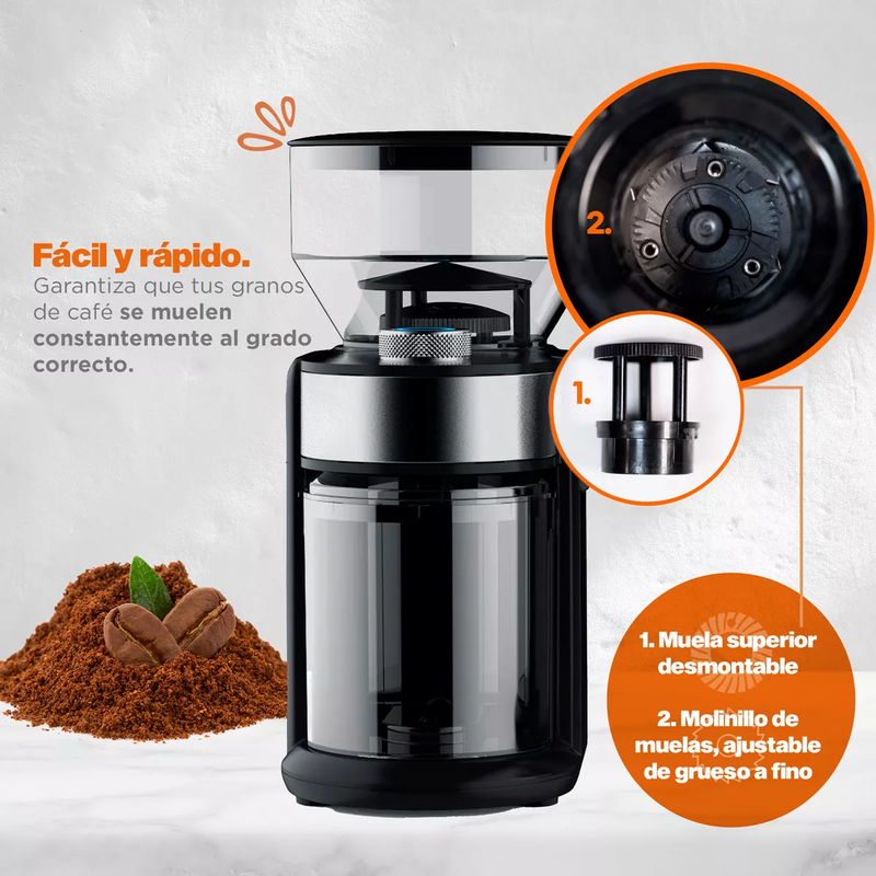 Molino Para Café Eléctrico 200g Negro Masterchef