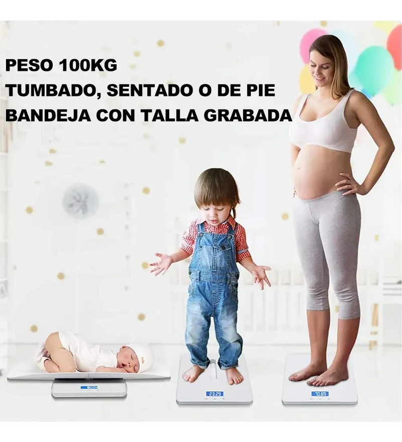 Bascula Digital Pediátrica Bebes LCD con Estadímetro 100kg