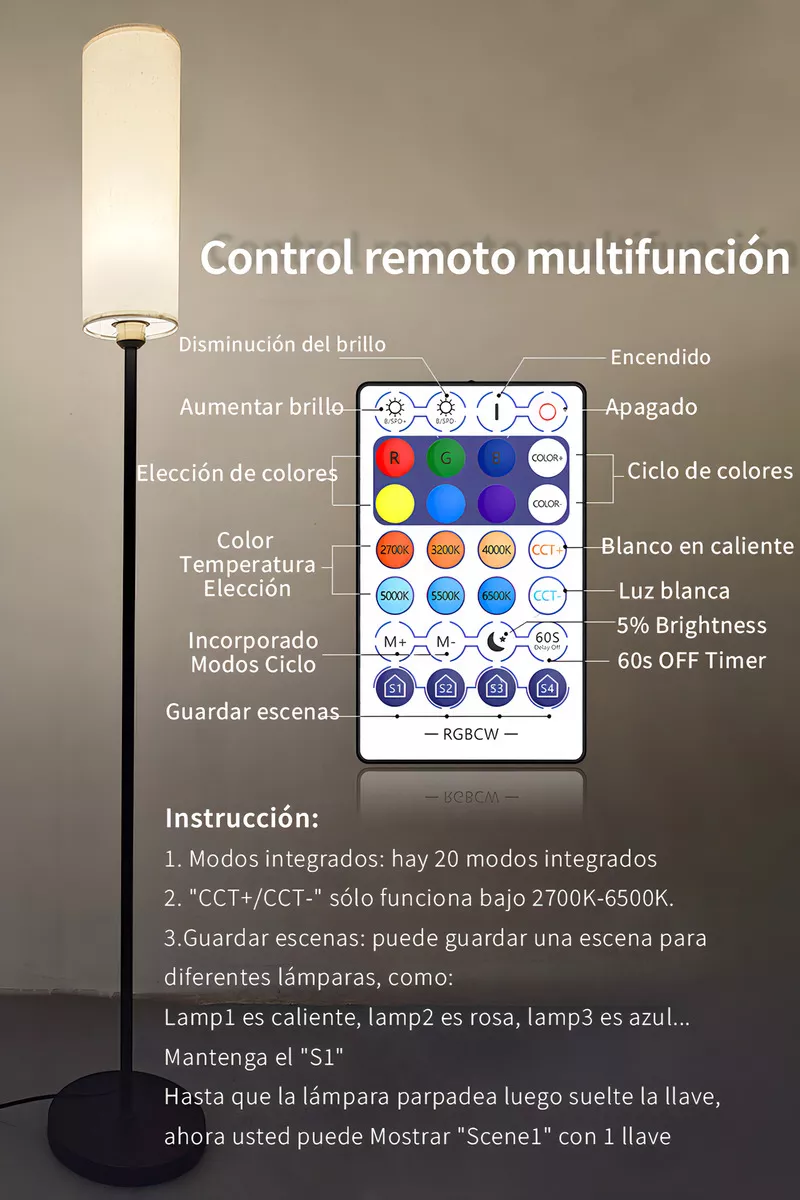 Lámpara de Piso Moderna Inteligente Wifi Control por APP