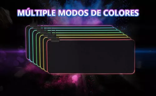 Mouse Pad Gamer RGB Antideslizante 80x30 cm Negro