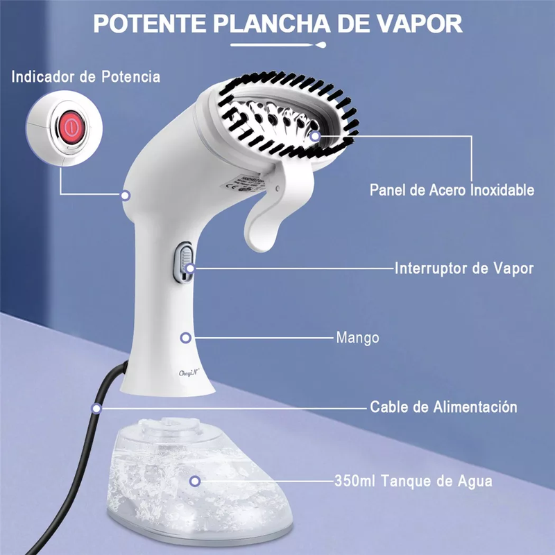 Plancha de Vapor Portátil Vertical de Alta Potencia 1350W y 350ml