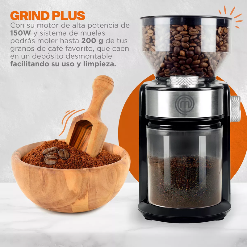 Molino Para Café Eléctrico 200g Negro Masterchef