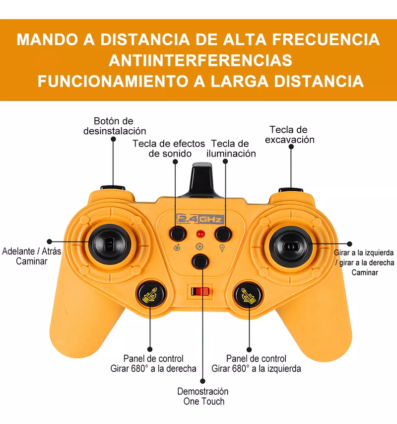 Excavadora a Control Remoto 2,4 GHz de 11 Canales