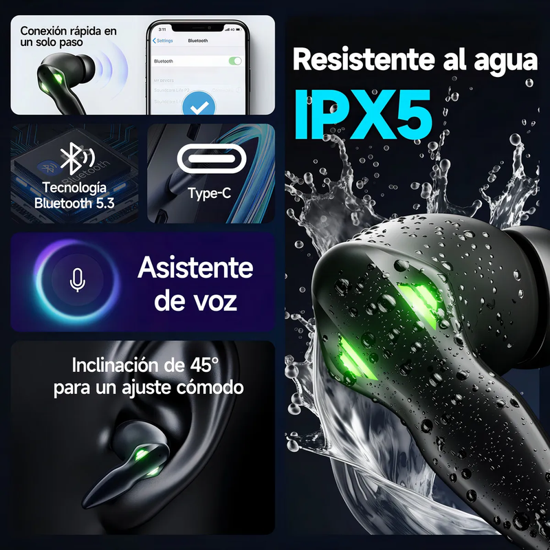 Audífonos Gamer Inalámbricos H03 Bluetooth 5.3 IPX5