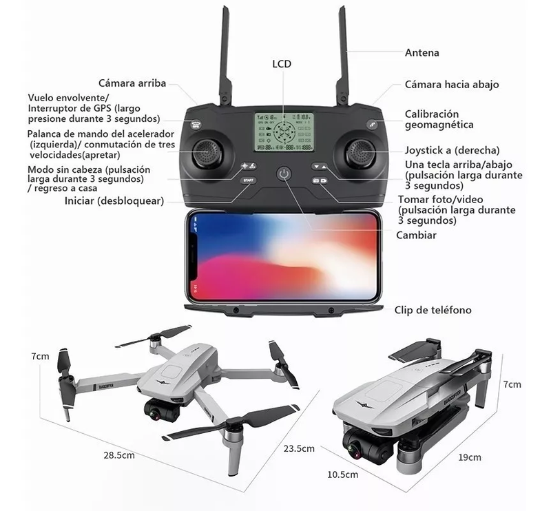 Dron Profesional Kf102  2 Ejes Sin Escobillas Cámara 4K GPS