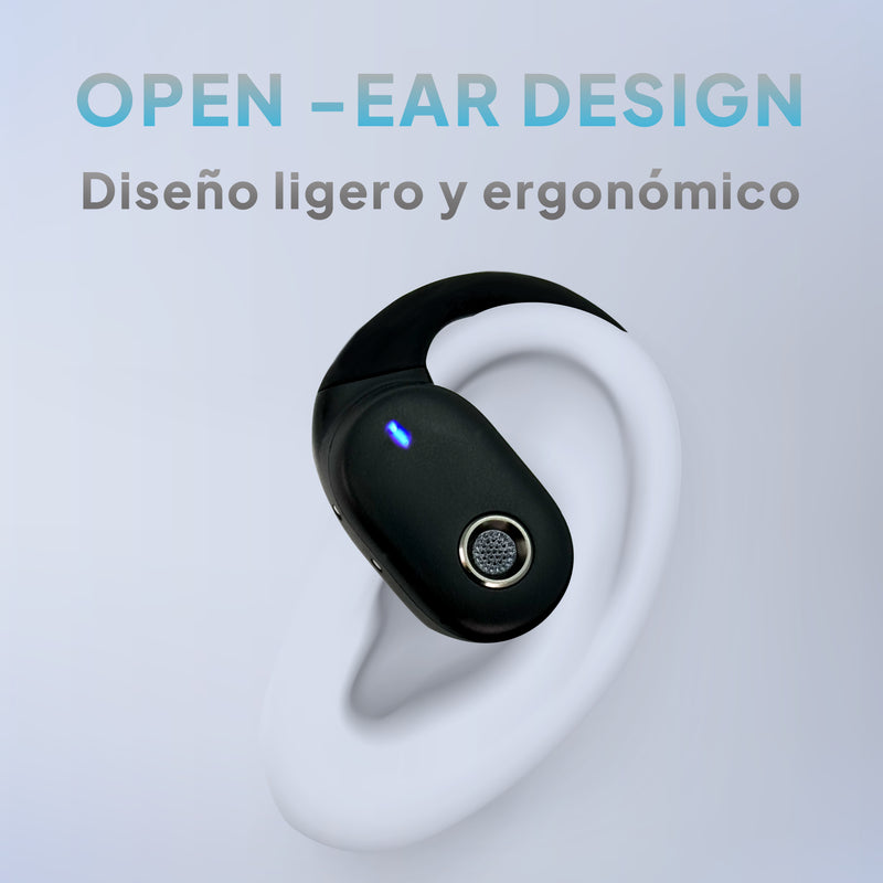 AEK CYBER Audífonos Open-Ear Bluetooth 5.4 con Control Táctil Color Negro