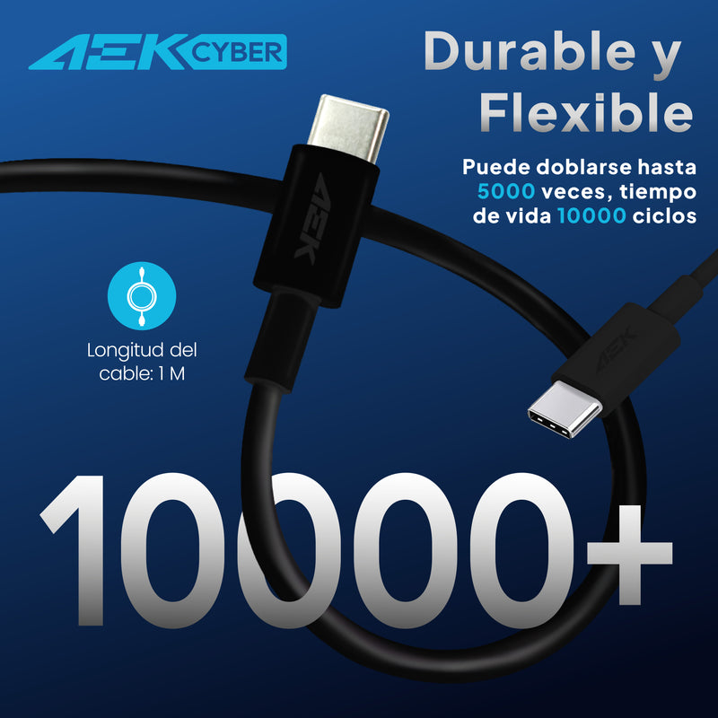 AEK CYBER Cargador rápido Tipo-C de 30W con Cable de Carga de 1M