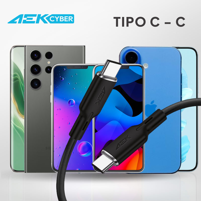 AEK CYBER Cargador rápido Tipo-C de 30W con Cable de Carga de 1M