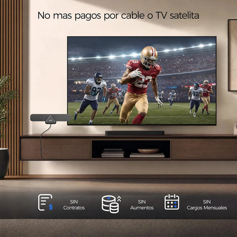 Antena TV Digital Interna con Cable de 1.5 m