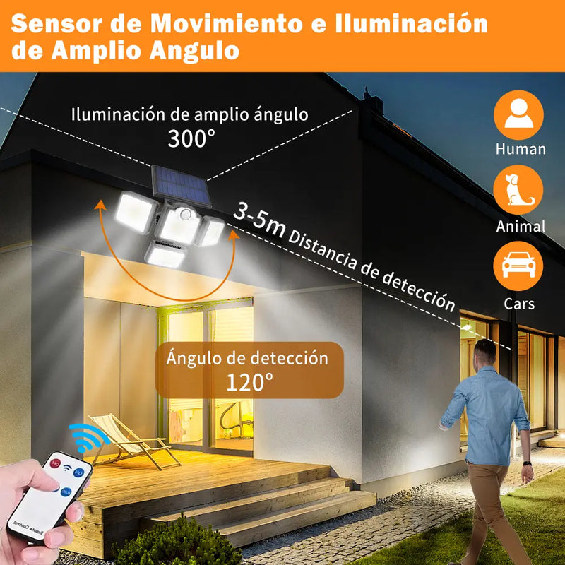 Lámpara Solar De Pared  Led Con Sensor De Movimiento Ip65