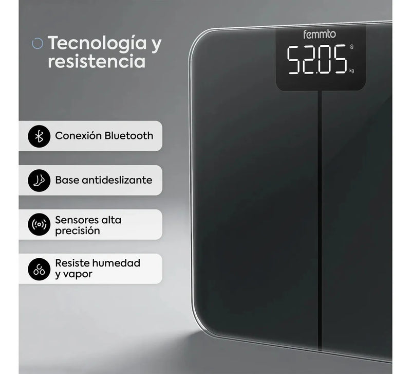 Báscula Corporal Digital con Sensor de Temperatura 180 Kg