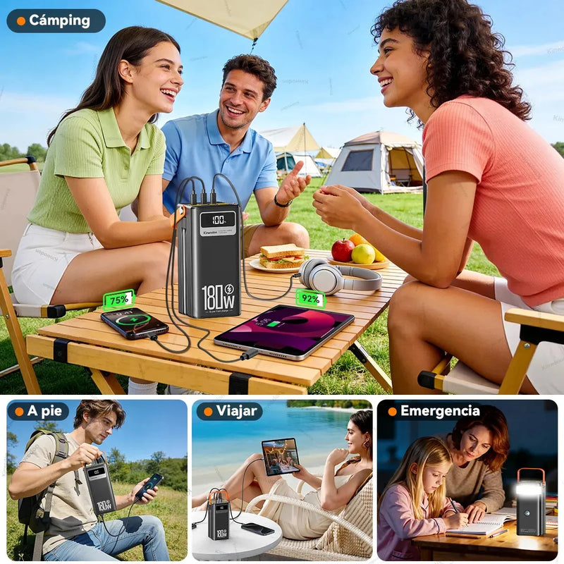 Power Bank 80000mAh Batería Portátil 180W con Lámpara