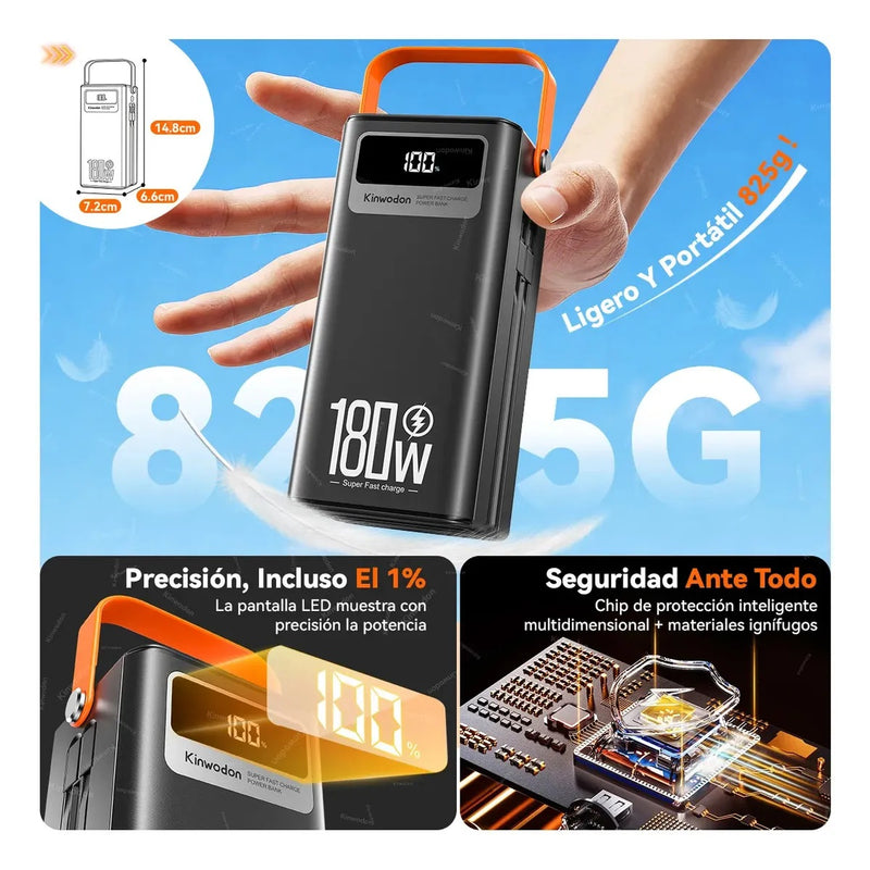 Power Bank 80000mAh Batería Portátil 180W con Lámpara