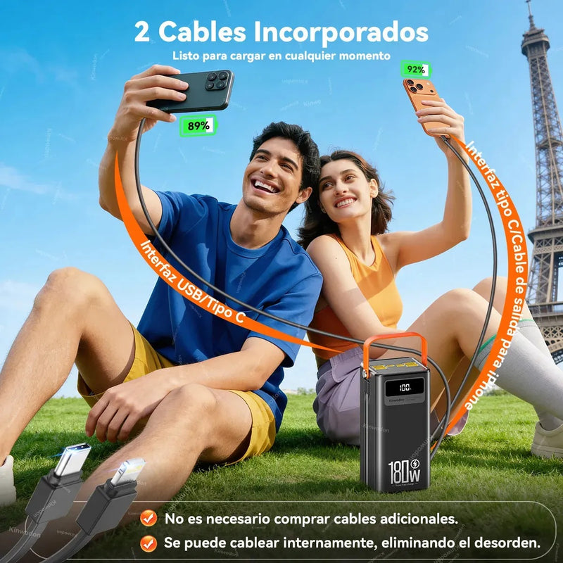 Power Bank 80000mAh Batería Portátil 180W con Lámpara