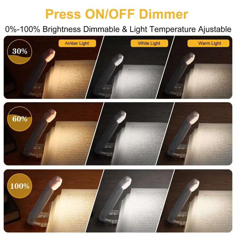Lámpara LED Recargable USB para Lectura, Luz Nocturna Protectora de Ojos con Clip
