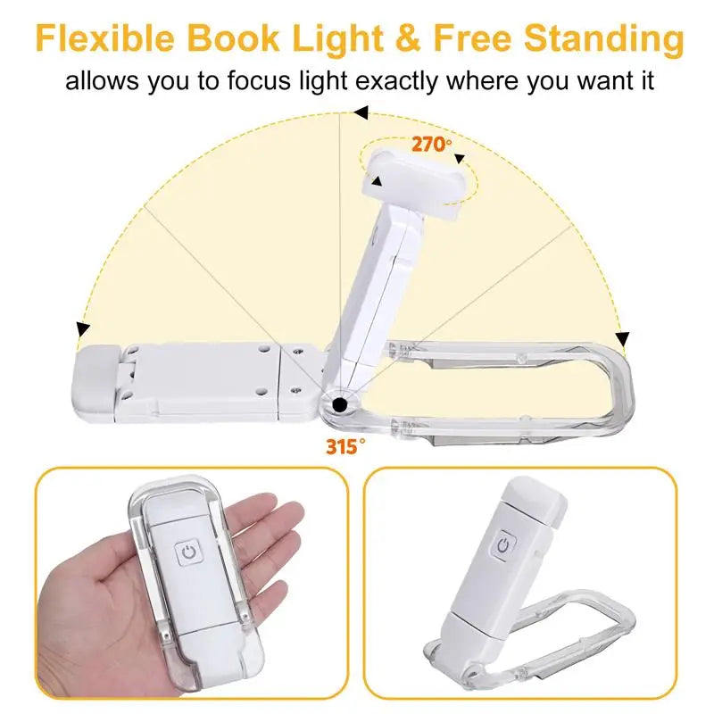 Lámpara LED Recargable USB para Lectura, Luz Nocturna Protectora de Ojos con Clip
