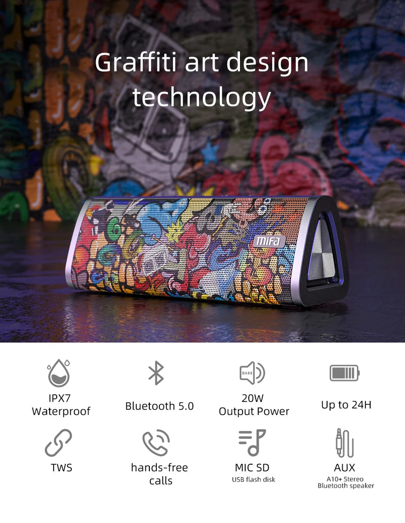 Altavoz Inalámbrico Portátil Impermeable Mifa A10 Plus Graffiti