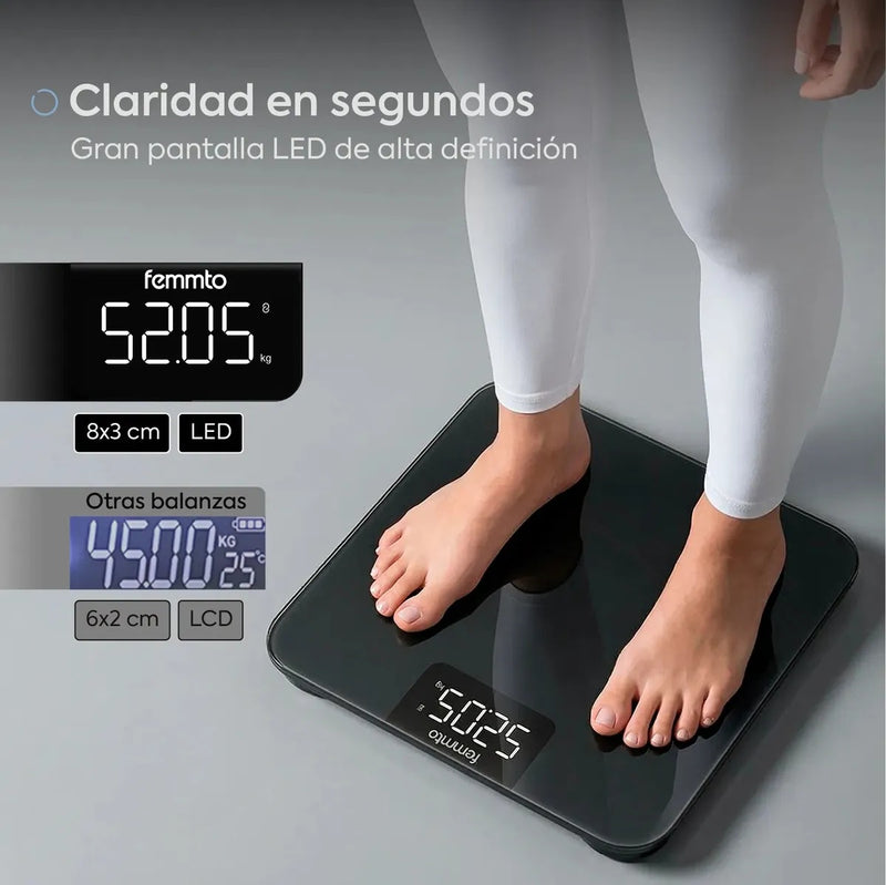 Báscula Corporal Digital con Sensor de Temperatura 180 Kg