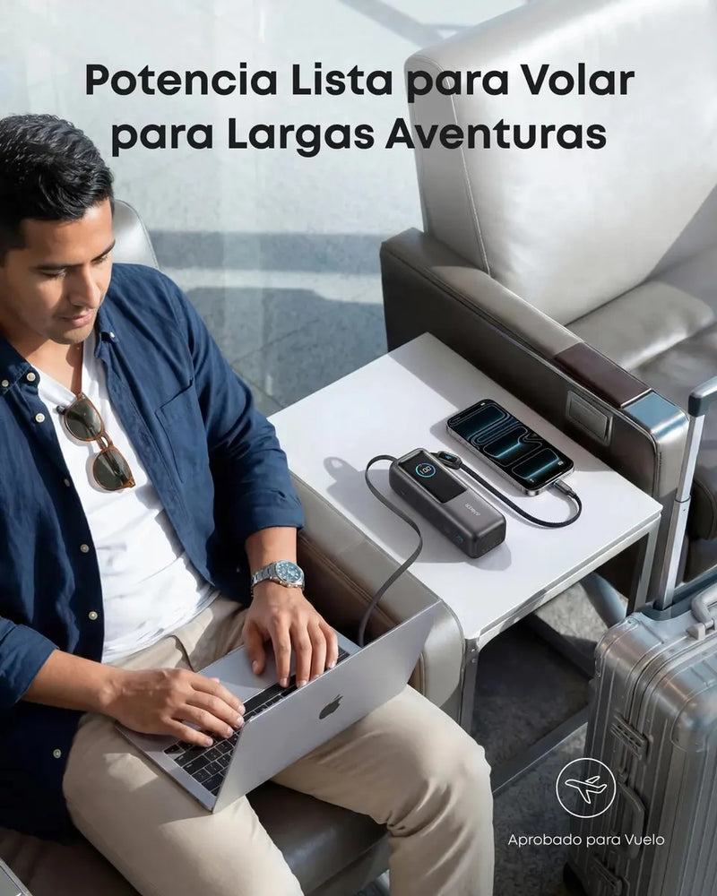 Power Bank Anker 25000mAh 100W Pantalla Smart USB‑C y Cables Retráctiles