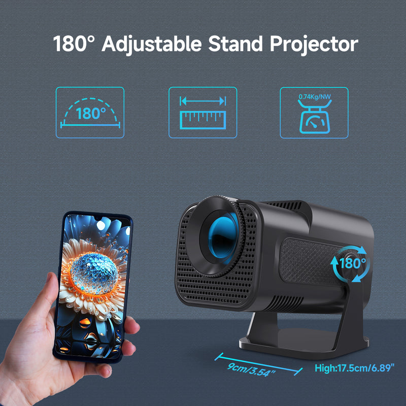 Proyector Portátil HY320 Pro Android 11 720P 300ANSI 180°