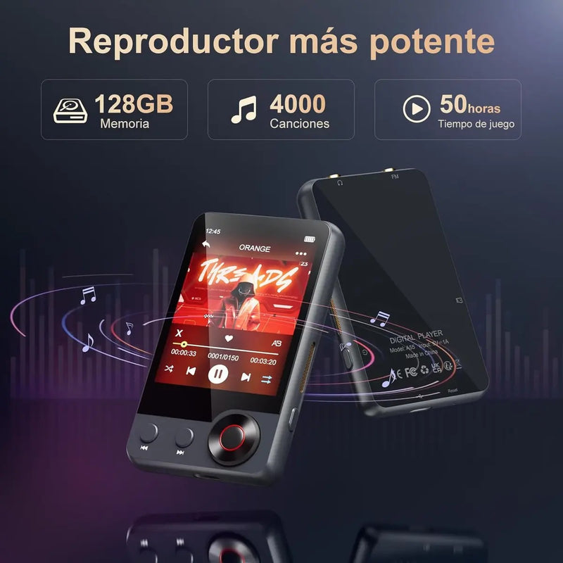 Reproductor de Música Mp3 128GB con Pantalla Táctil