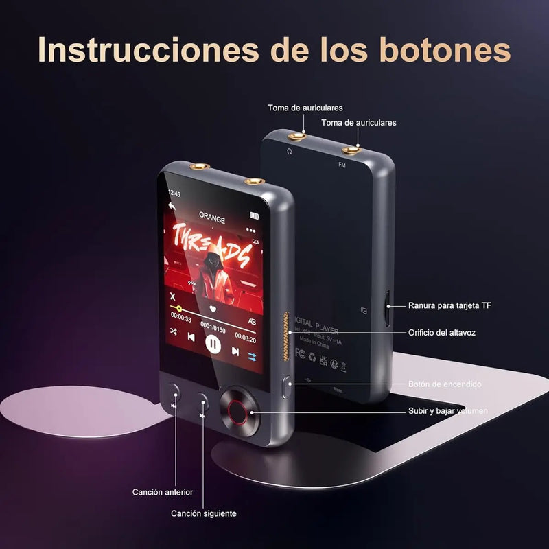 Reproductor de Música Mp3 128GB con Pantalla Táctil