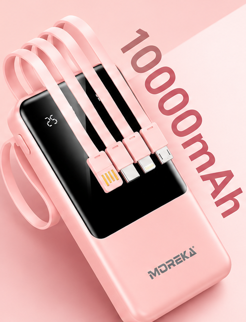 Batería Portátil Moreka, 10000mAh, Carga Rápida 5 en 1