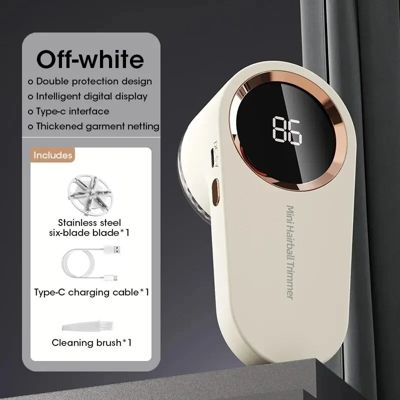 Removedor de Pelusa Digital LED, Quitapelusas Eléctrico Recargable para Ropa y Tejidos