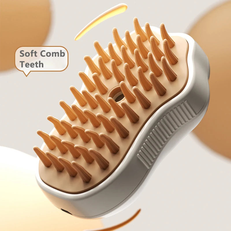 Cepillo a Vapor 3 en 1 para Mascotas, Eléctrico con Spray, Masaje y Eliminación de Pelo
