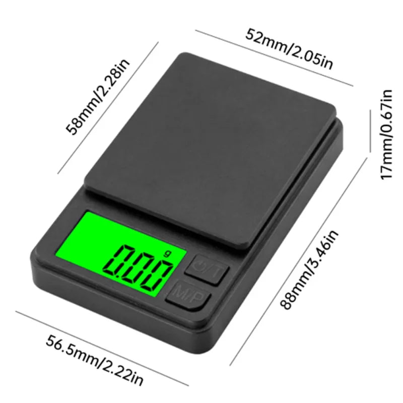 Bascula de Alta Precisión de 0,1 g x 1000 g con Pantalla LCD Retroiluminada