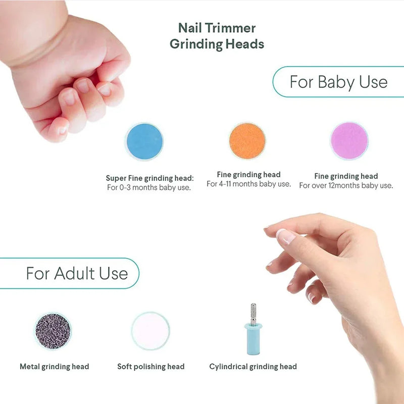 Cortauñas Eléctrico para Bebé 6 en 1, Lima Suave y Set de Manicura Infantil