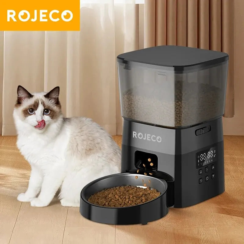 Alimentador Automático para Mascotas Rojeco de 2L Color Negro