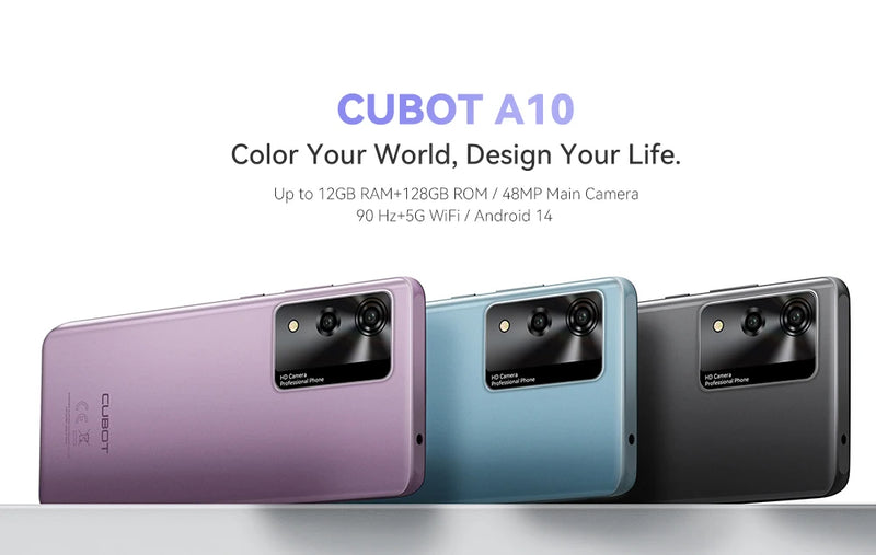 Cubot A10 con 4GB RAM/ 128GB ROM Pantalla de 6,56" 90Hz 5100mAh 48MP