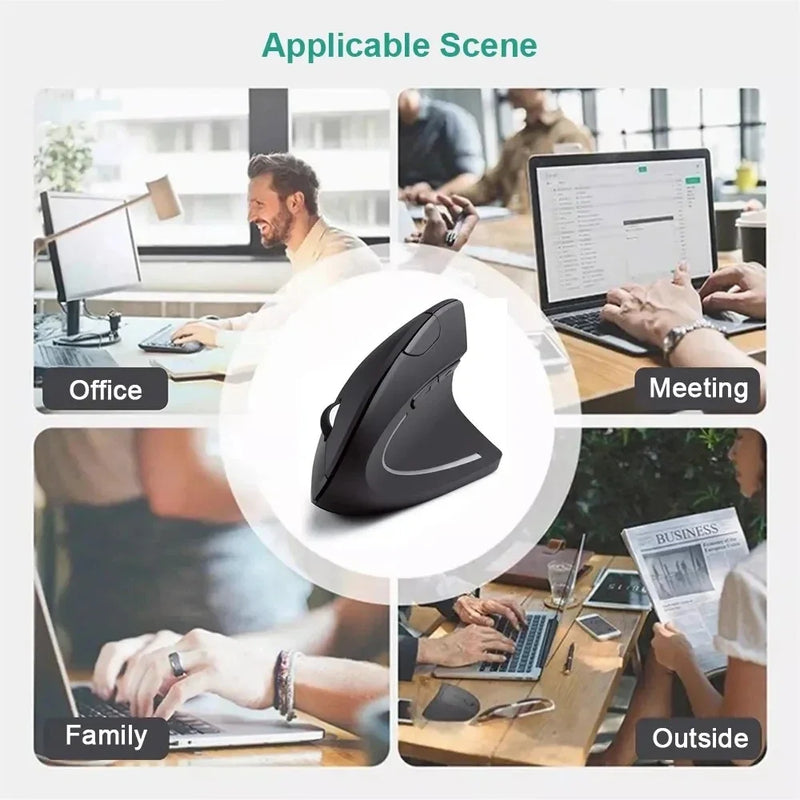Mouse Inalámbrico Ergonómico Vertical de 2,4 GHz, 6 Botones para Ordenador Portátil