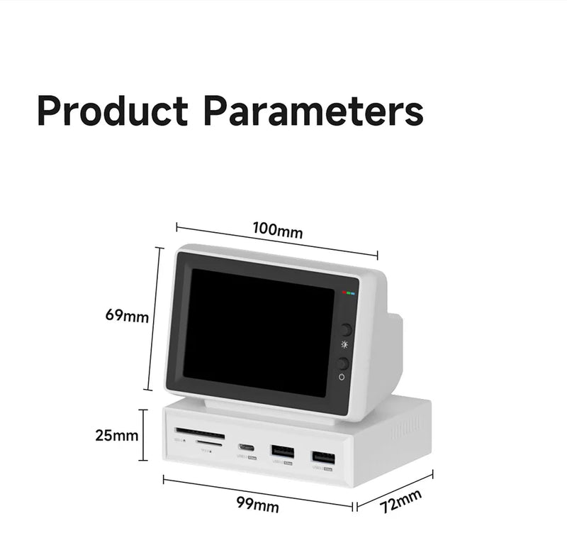 Mini Monitor PC Retro IPS de 3,5 Pulgadas USB-C y HDMI