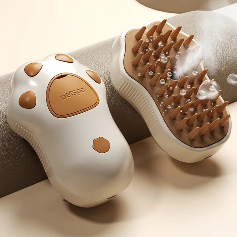 Cepillo a Vapor 3 en 1 para Mascotas, Eléctrico con Spray, Masaje y Eliminación de Pelo