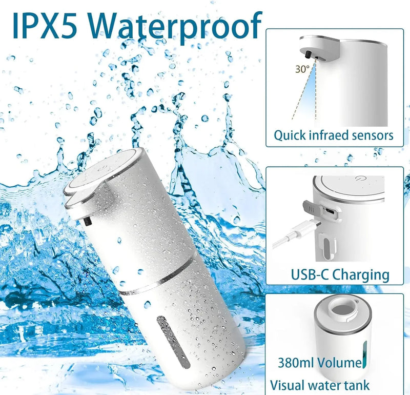 Dispensador de Jabón en Espuma Recargable USB-C 380ml 4 Niveles