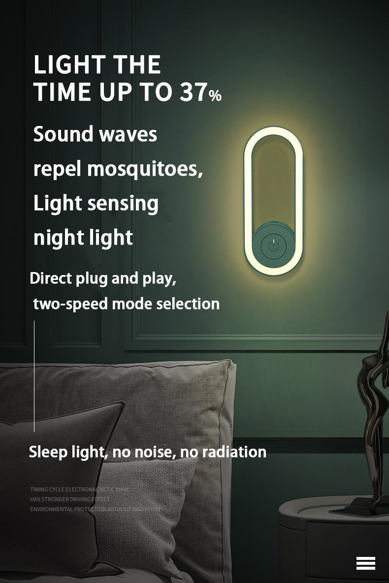 Repelente de Mosquitos para Interiores con Luz Nocturna Ultrasónica