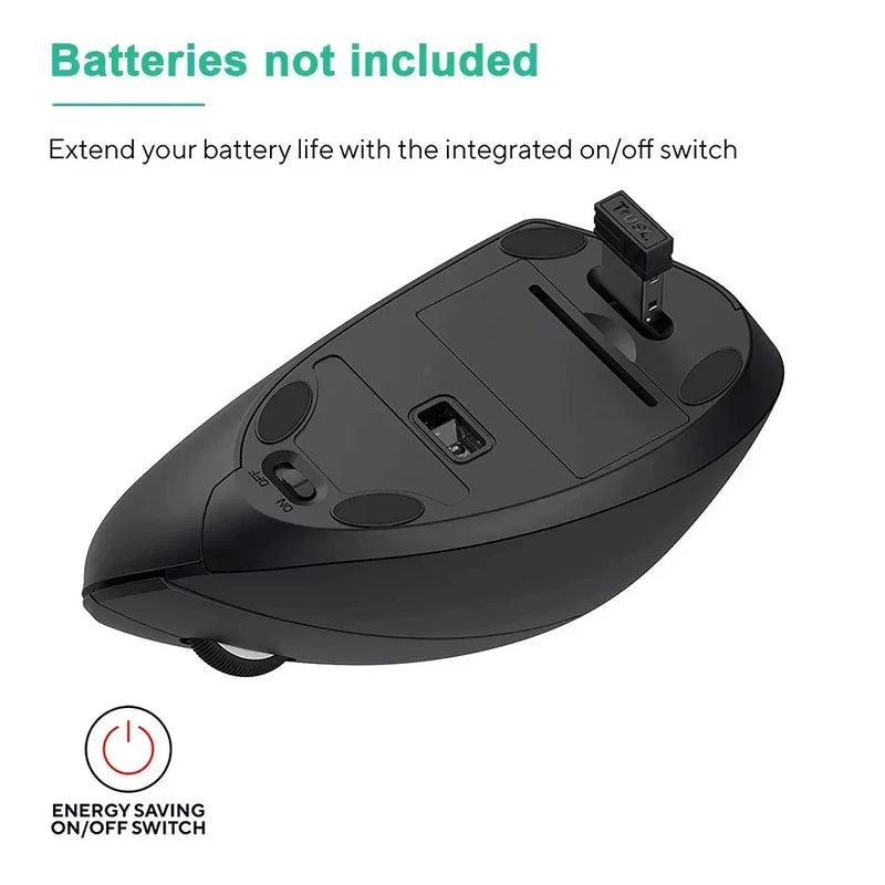 Mouse Inalámbrico Ergonómico Vertical de 2,4 GHz, 6 Botones para Ordenador Portátil