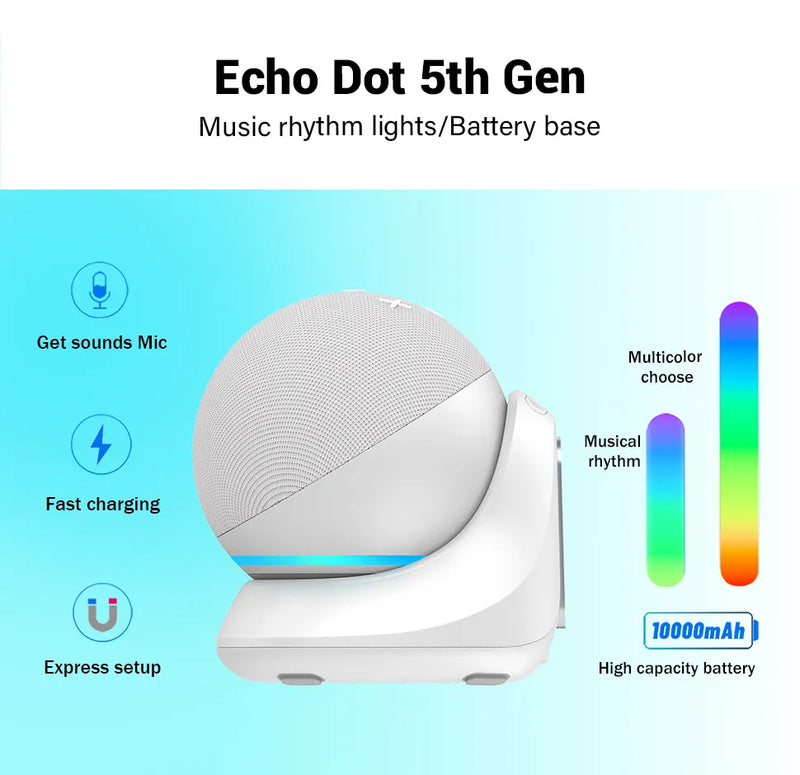 Base de Batería para Echo Dot 5th Generación con Luces 10000mAh
