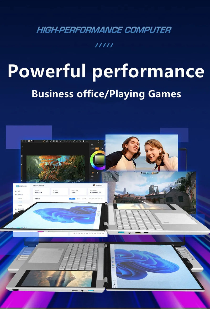 Laptop de Doble Pantalla 15,6" y 7" Intel Celeron N5105 Touchscreen