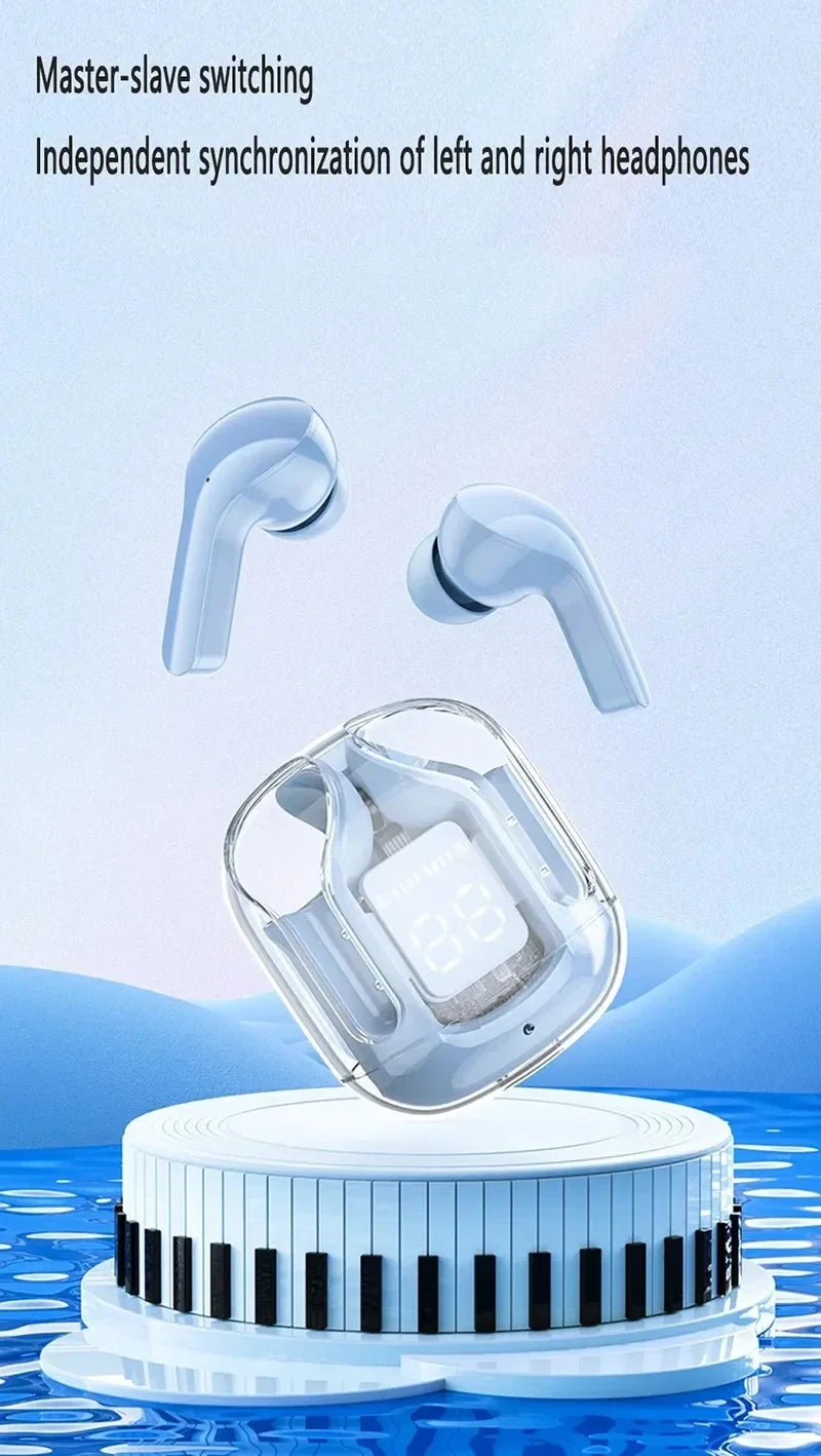 Auriculares Inalámbricos Transparentes con Pantalla Digital LED y BT 5.3