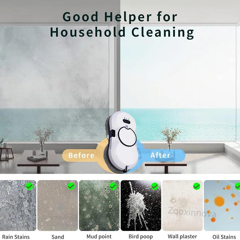 Robot Limpiavidrios Eléctrico Inteligente, Aspiradora Automática para Ventanas y Suelos