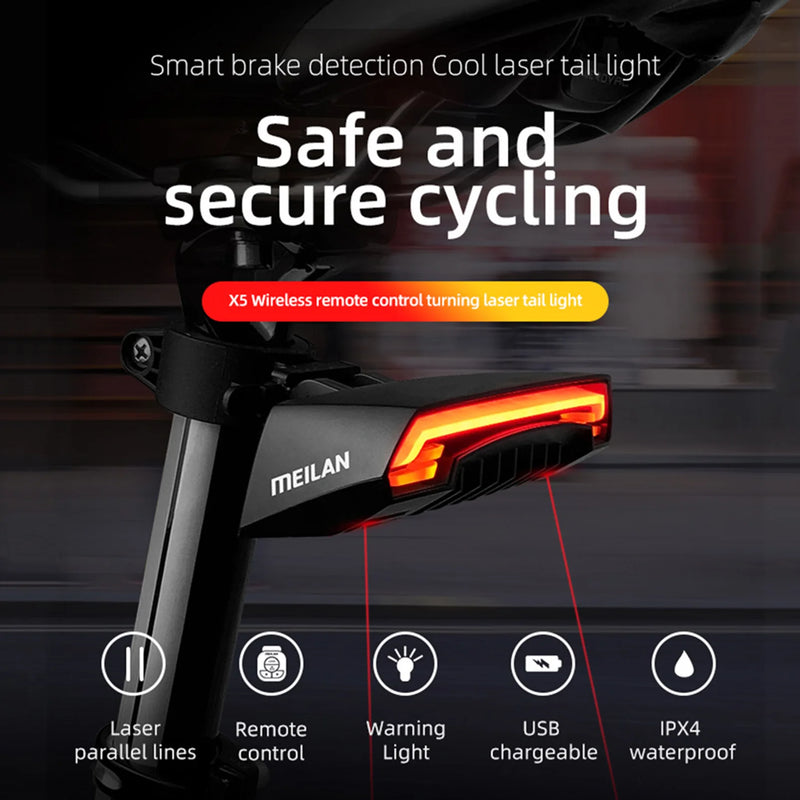 Luz LED para Bicicleta MEILAN X5 con Control Remoto Inalámbrico IPX4