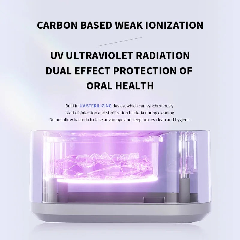 Limpiador Ultrasónico Portátil 48kHz, Máquina de Limpieza para Brackets, Retenedores y Dentaduras