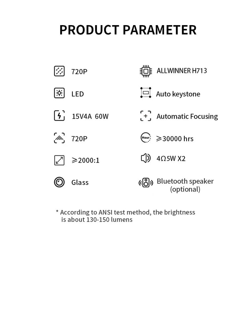 Proyector LED Portátil K2 con Android 11 Wi-Fi 6 BT 5.2 200ANSI