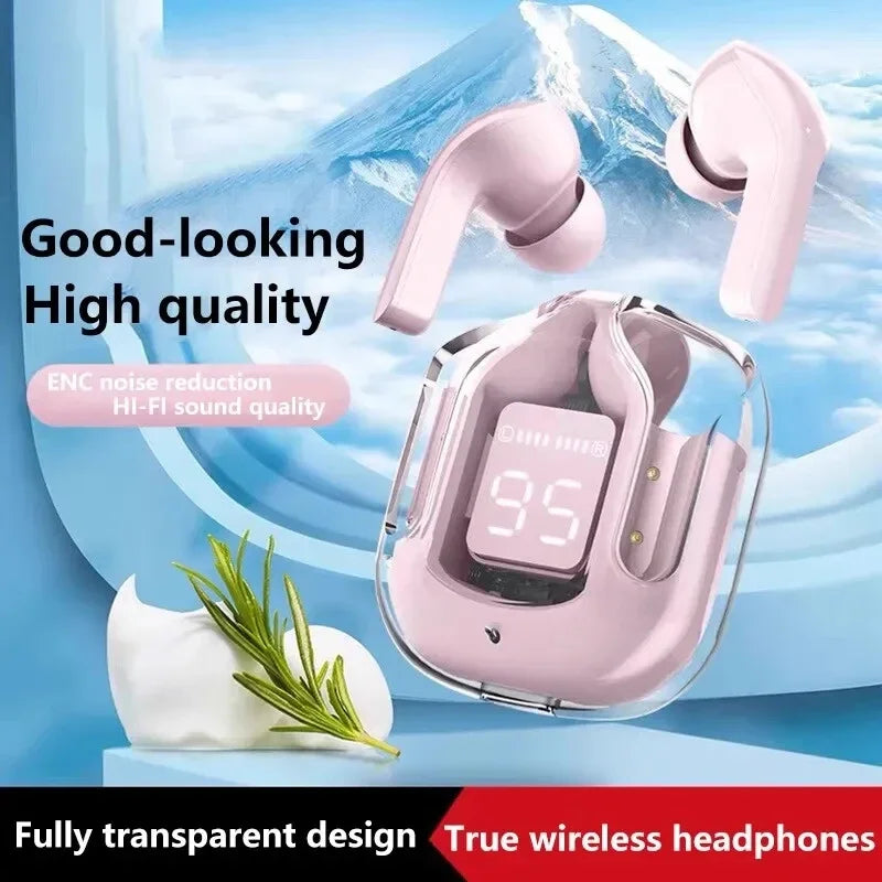 Auriculares Inalámbricos Transparentes con Pantalla Digital LED y BT 5.3