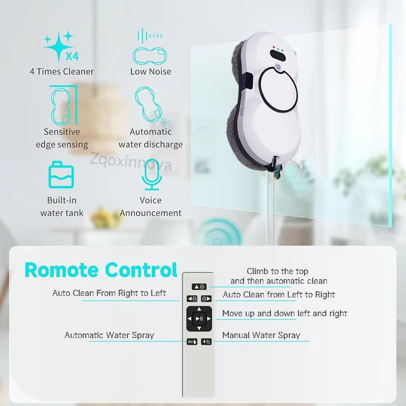 Robot Limpiavidrios Eléctrico Inteligente, Aspiradora Automática para Ventanas y Suelos
