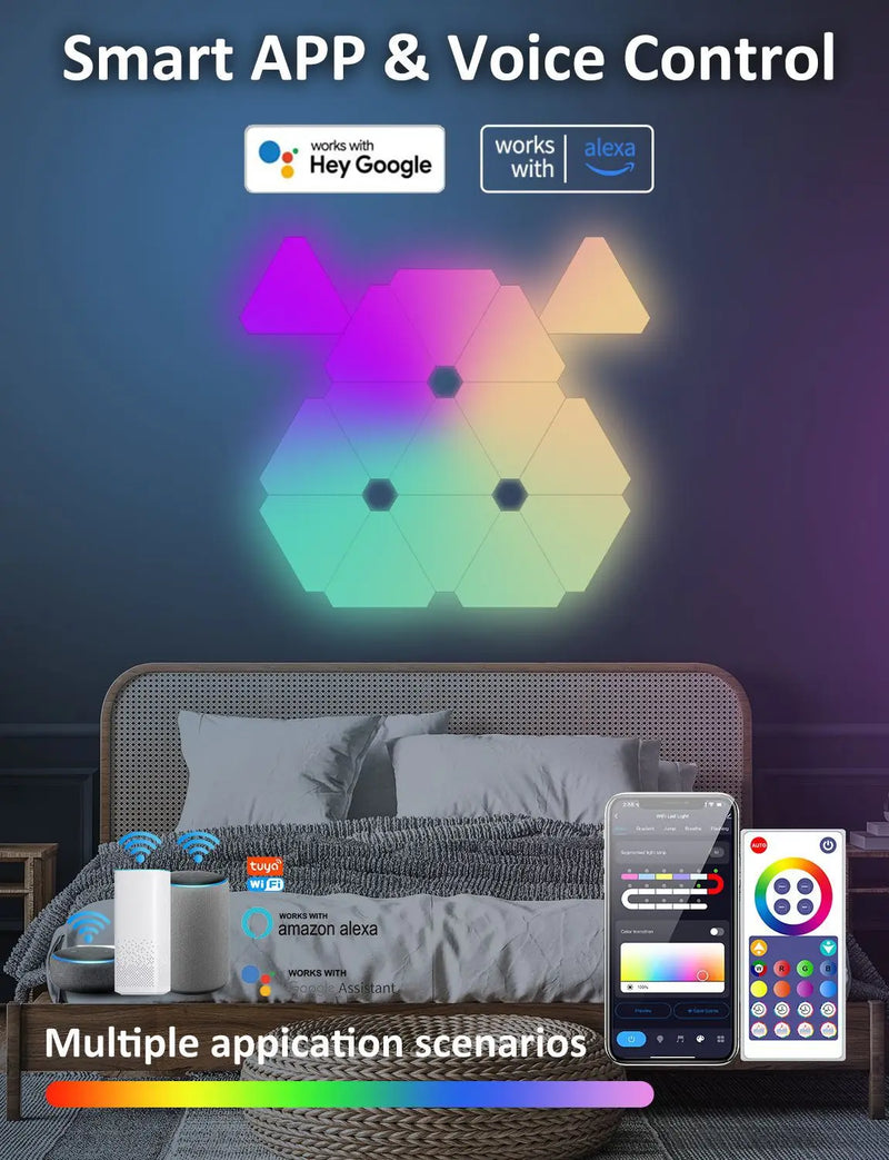 Luces LED de Pared Triangulares RGB Inteligentes Wi-Fi